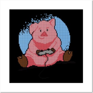 Pixel Gamer Pig - low-bit graphics - gift Posters and Art